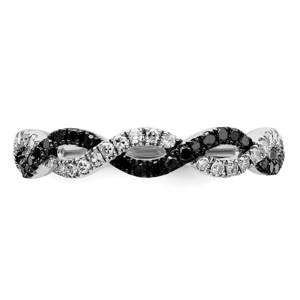 1 3 Ctw Black & White Diamond Twisted Ring in Sterling Silver For Cheap