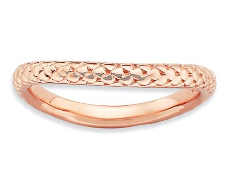 2.25mm Stackable 14K Rose Gold Plated Silver Curved Textured Band For Sale