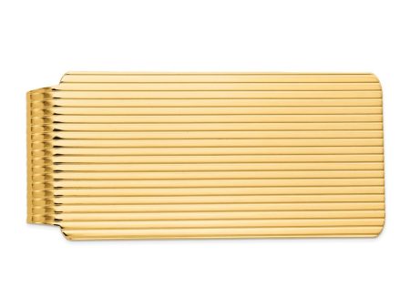 Men s 14k Yellow Gold Striped Wide Fold-Over Money Clip Online Hot Sale