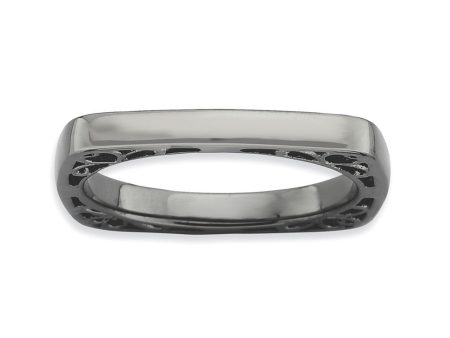 2.25mm Stackable Black Plated Silver Square Side Scroll Band Online now