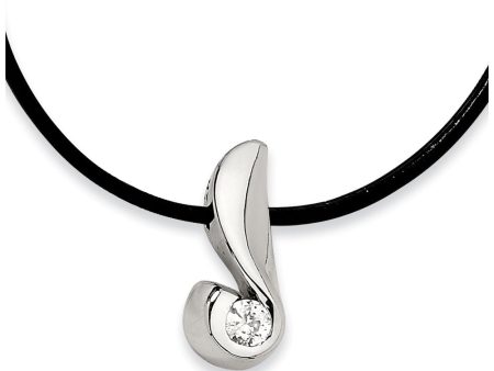 Women s Stainless Steel Embraced Gem Necklace with Cubic Zirconia Sale