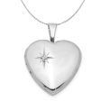 16mm Diamond Star Design Heart Shaped Silver Locket Necklace Fashion