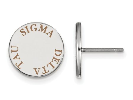 Sterling Silver Sigma Delta Tau Brown Enamel Post Earrings Discount