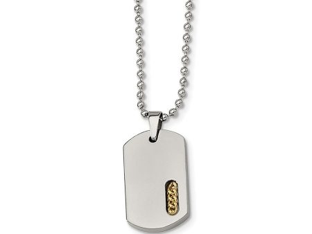 Titanium and Gold Tone Accent Dog Tag Necklace 22 Inch Online Sale