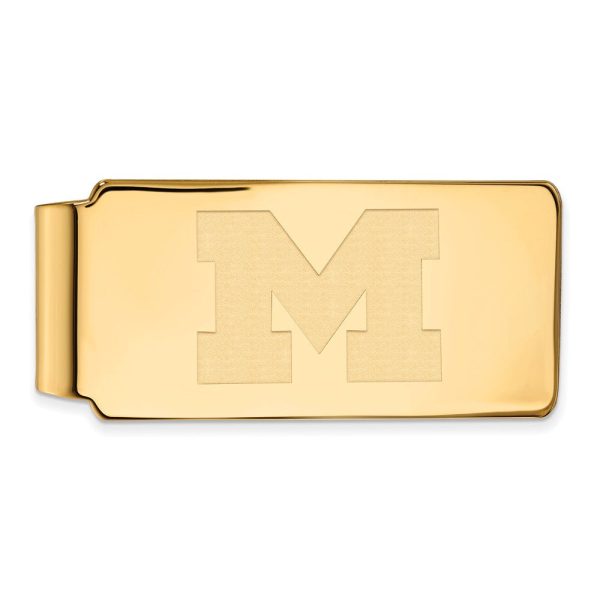 14k Gold Plated Silver Michigan (Univ of) Money Clip Online now