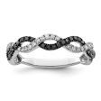 1 3 Ctw Black & White Diamond Twisted Ring in Sterling Silver For Cheap