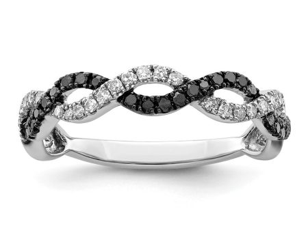 1 3 Ctw Black & White Diamond Twisted Ring in Sterling Silver For Cheap