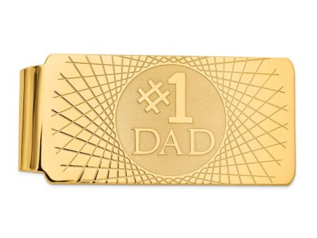 Men s 14k Yellow Gold #1 Dad Fold-Over Money Clip Cheap