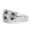 1 8 Ctw Black & White Diamond 9mm Tapered Sterling Silver Ring Online Hot Sale