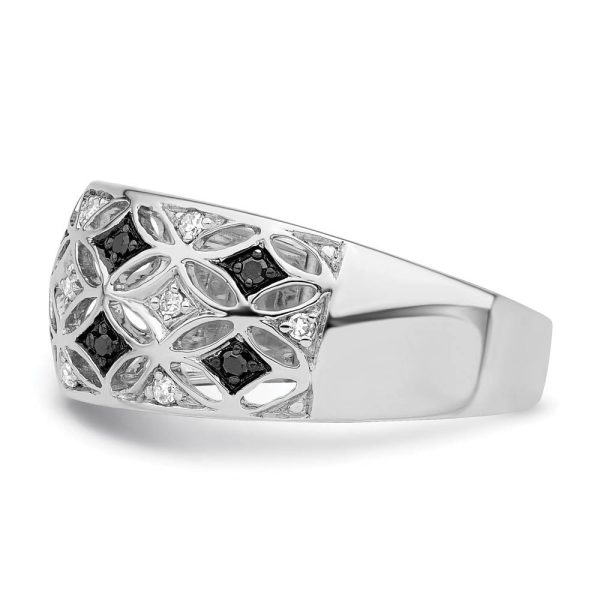 1 8 Ctw Black & White Diamond 9mm Tapered Sterling Silver Ring Online Hot Sale