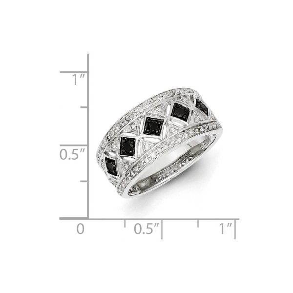 1 2 Ctw Black & White Diamond 9mm Tapered Ring in Sterling Silver Cheap