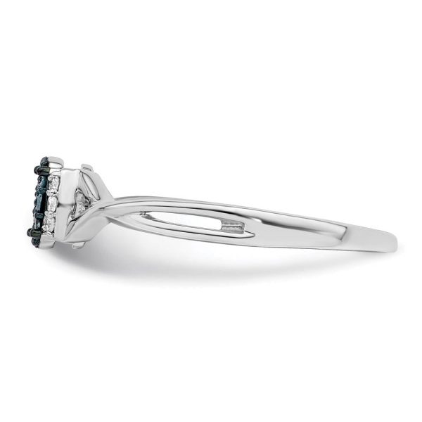 1 10 Ctw Blue & White Diamond Small Oval Ring in Sterling Silver Sale