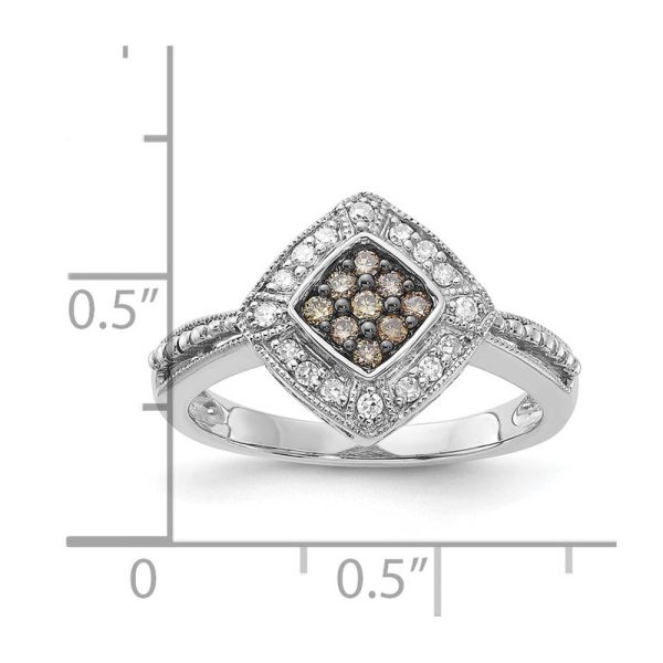 1 4 Ctw Champagne & White Diamond 12mm Rhombus Ring in Sterling Silver Discount