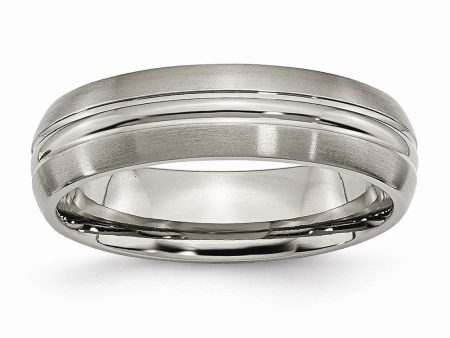 Titanium, 6mm Grooved Center Unisex Comfort Fit Band on Sale