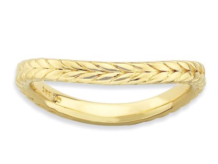 2.25mm Stackable 14K Yellow Gold Plated Silver Curved Wheat Band Supply