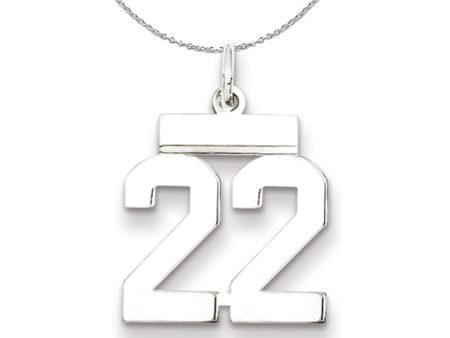 Silver, Athletic Collection Medium Polished Number 22 Necklace Supply