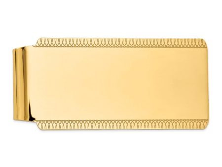 Men s 14k Yellow Gold Etched Edge Polished Fold-Over Money Clip Supply