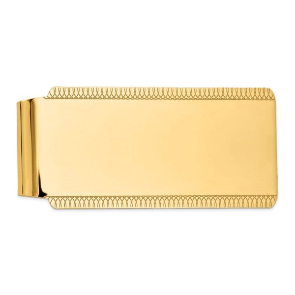 Men s 14k Yellow Gold Etched Edge Polished Fold-Over Money Clip Supply