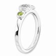 Sterling Silver Stackable Peridot and .05 Ctw HI I3 Diamond Ring For Sale