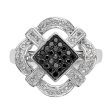 1 3 Cttw Black & White Diamond Rhombus Ring in Sterling Silver Online now