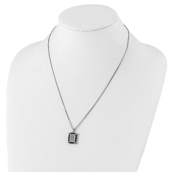 1 3 Cttw Black & White Diamond Rectangle Necklace in Sterling Silver For Sale