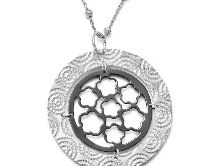 Two Tone Large Circle Medallion Necklace in Sterling Silver, 17 Inch Discount