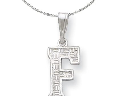 Sterling Silver, Sami Collection, Textured Block Initial F Necklace Online Sale