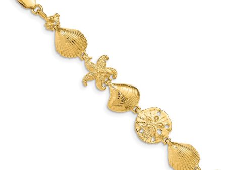 14k Yellow Gold Sea Life Bracelet - 7.25 Inch Online Hot Sale