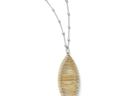 24k Gold Plated Wire Wrapped Marquise Adj. Necklace in Sterling Silver For Sale