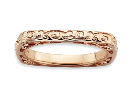 2.25mm Stackable 14K Rose Gold Plated Silver Square Scroll Band Online Hot Sale