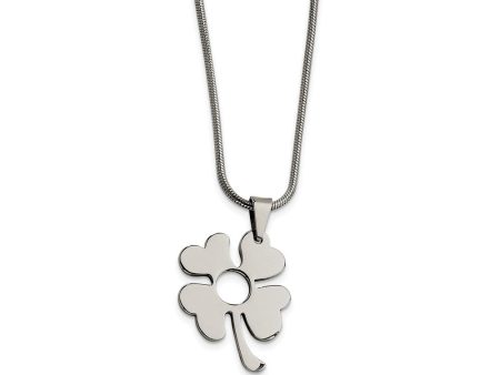 Women s Stainless Steel Polished Four Leaf Clover Necklace For Sale