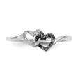 1 10 Ctw White & Black Diamond Double Heart Sterling Silver Ring Hot on Sale