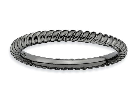 2.25mm Black Plated Sterling Silver Stackable Twisted Band Hot on Sale